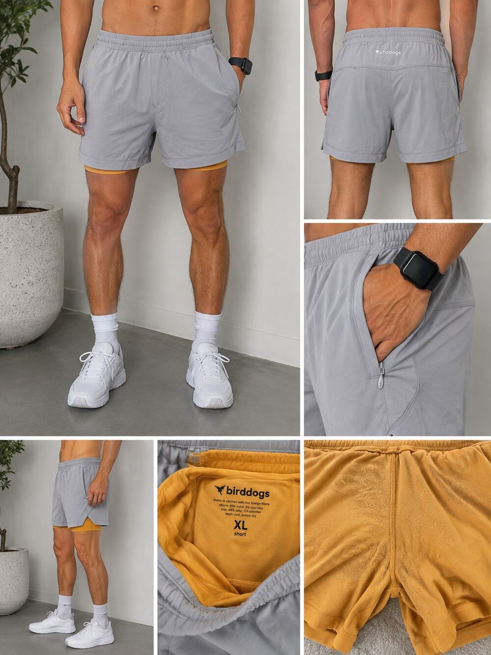 Bird Dogs Gray Lined Athletic Shorts Men's XL Short Performance Gym Running